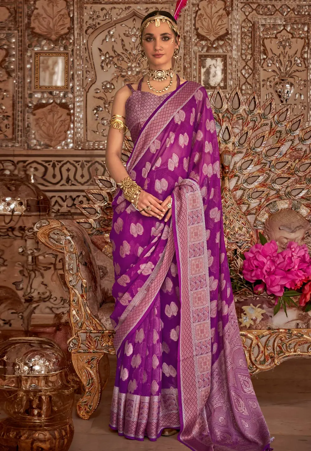 Purple Georgette Saree With Blouse 297725