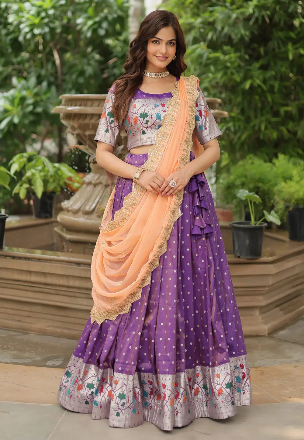 Purple Jacquard A Line Lehenga Choli 297017