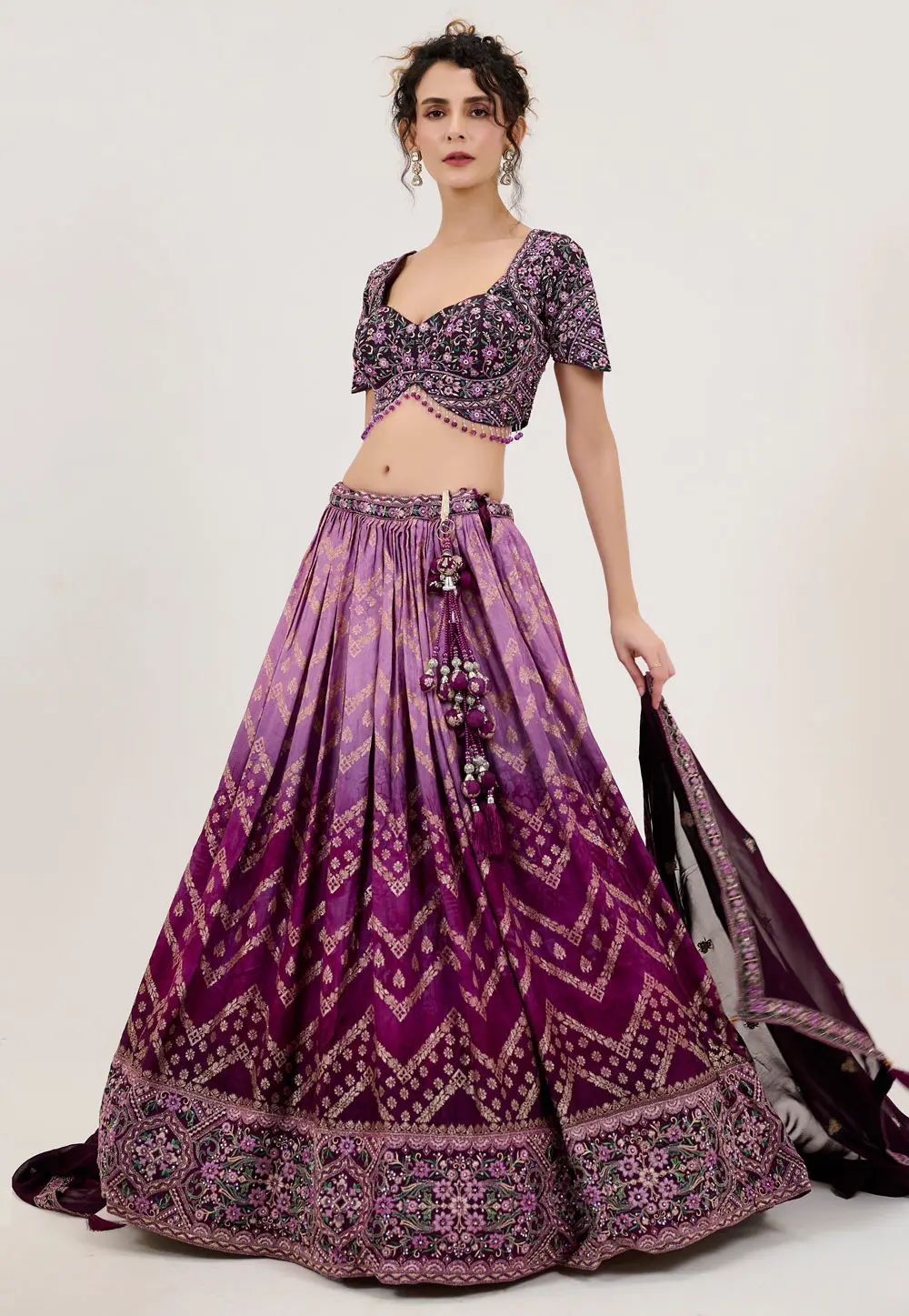 Purple Jacquard Circular Lehenga Choli 298226