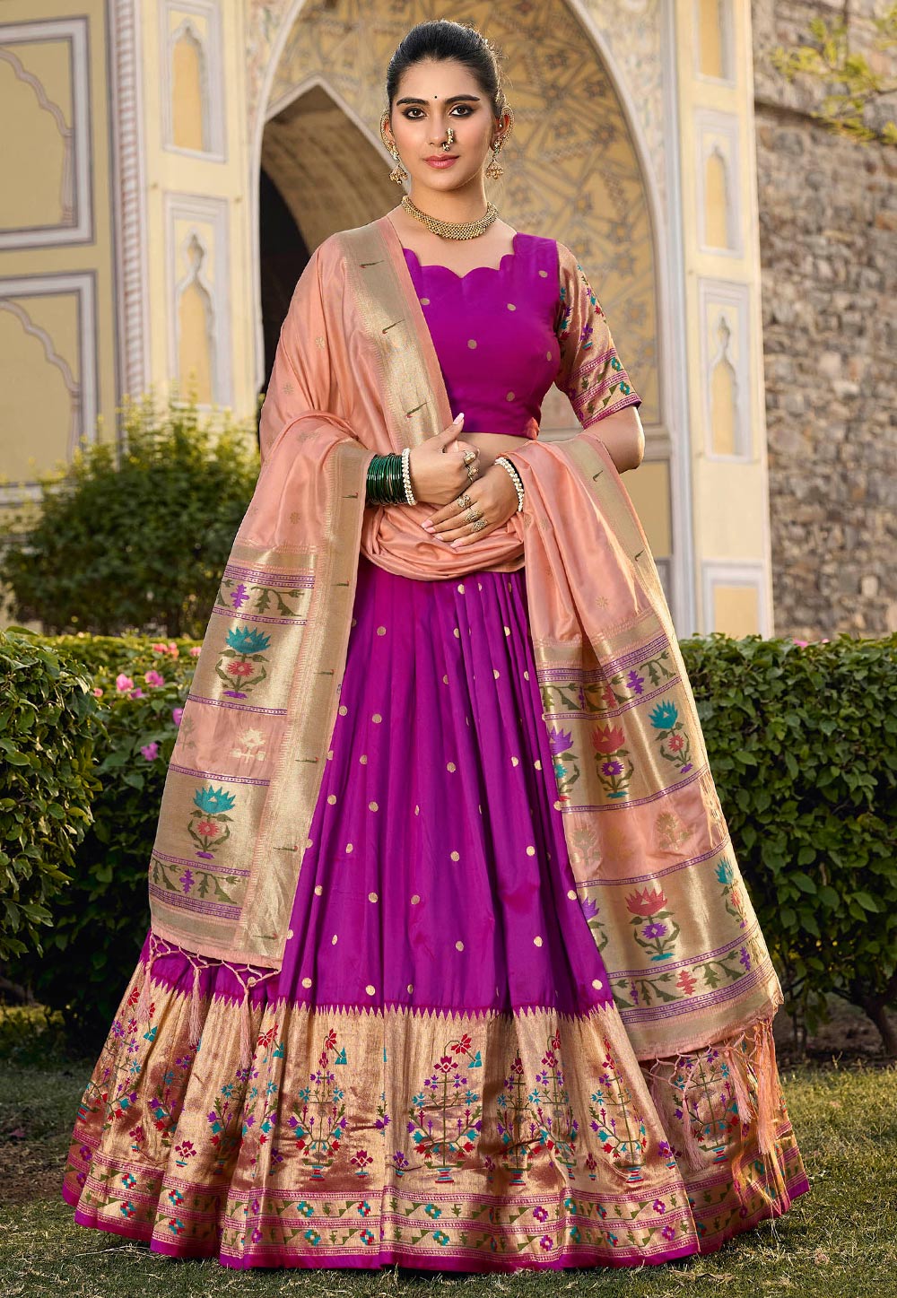 Purple Jacquard Silk Lehenga Choli 286381