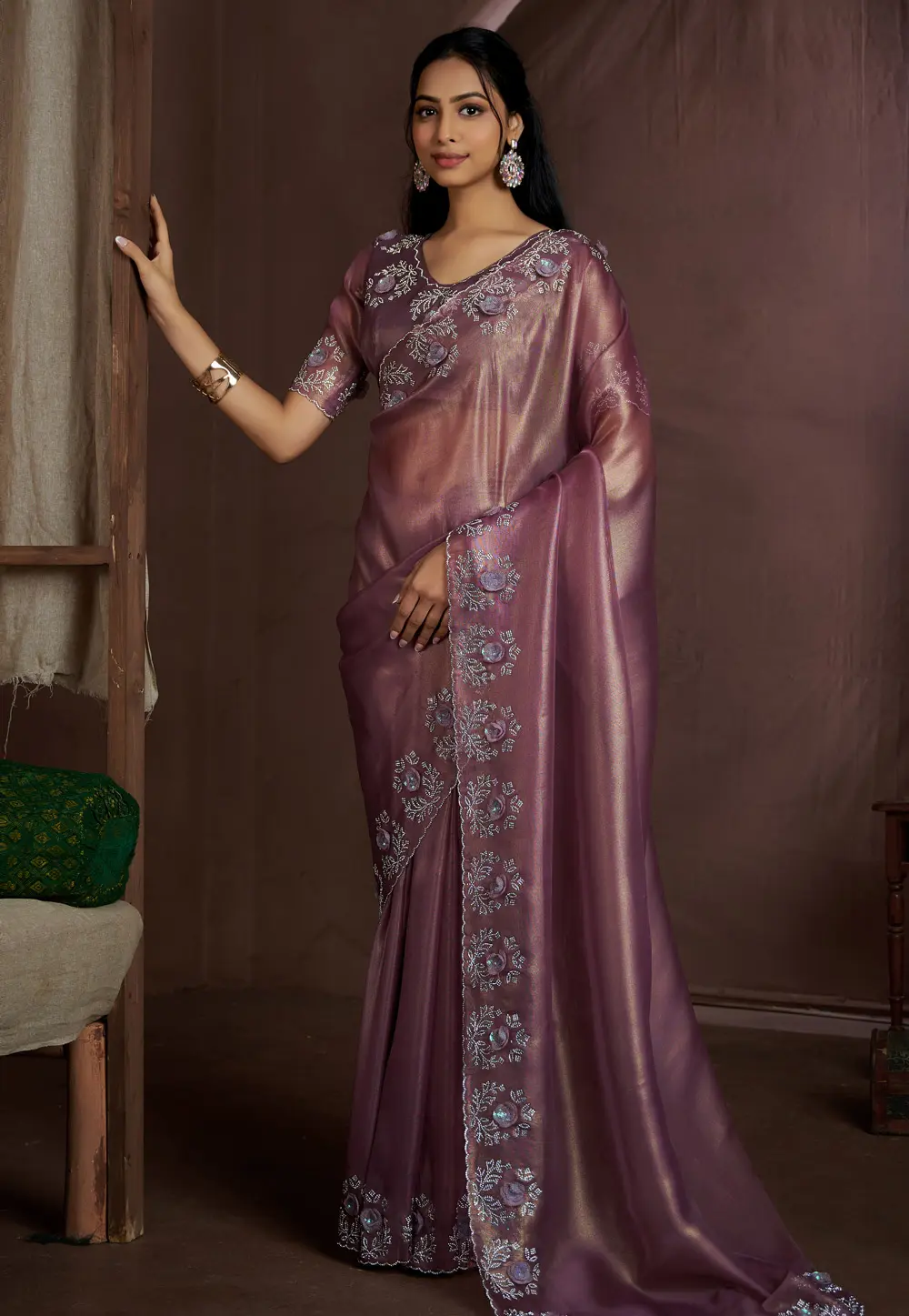 Purple Jute Silk Saree With Blouse 300825