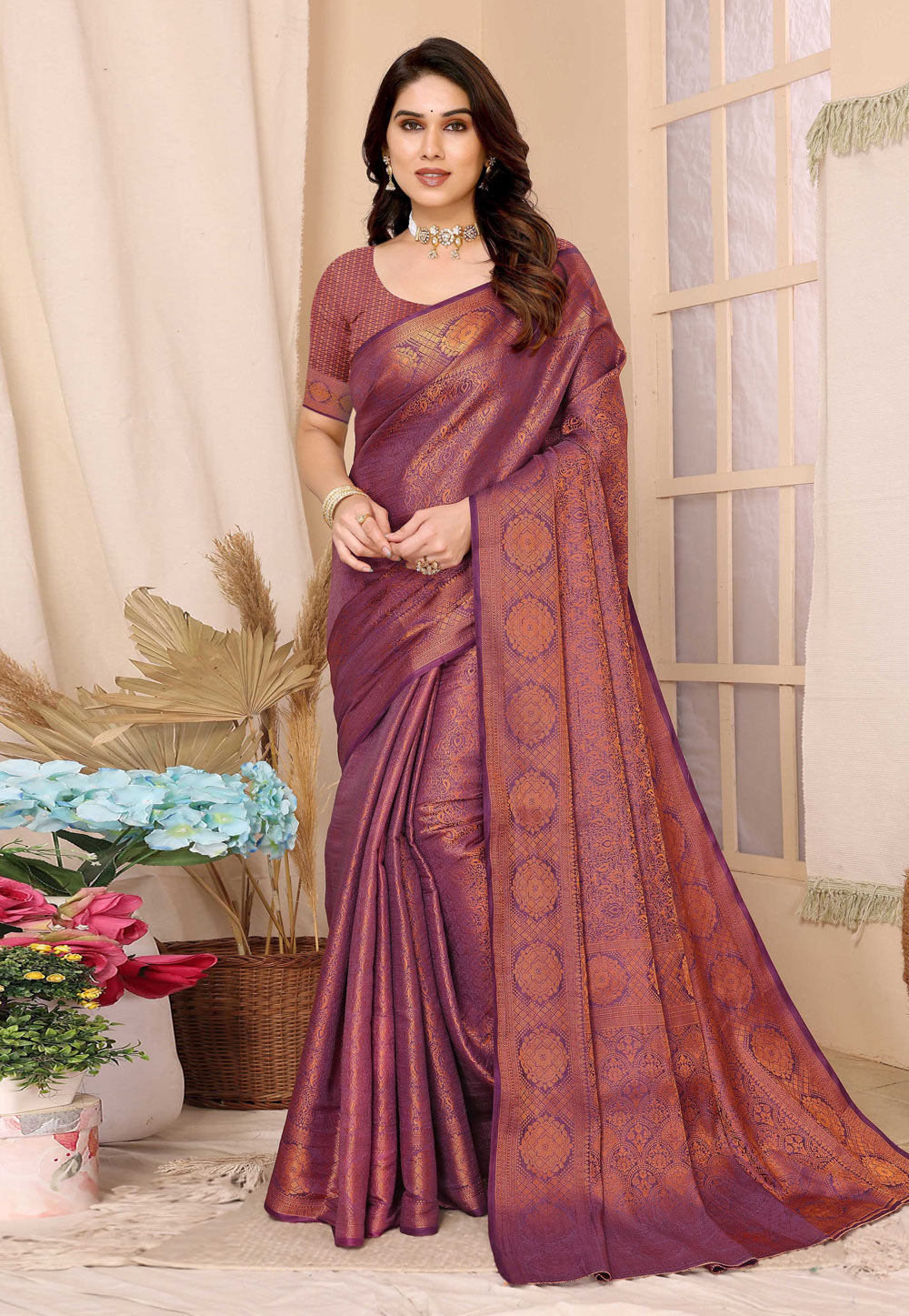 Purple Kanjivaram Silk Saree 285856
