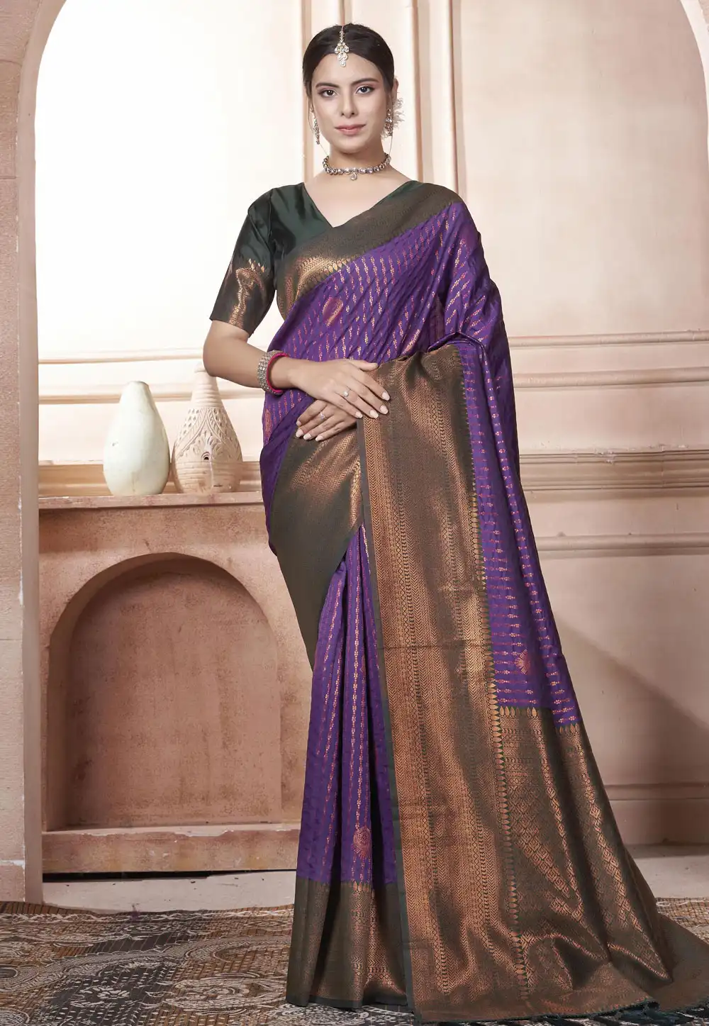 Purple Kanjivaram Silk Saree With Blouse 288206