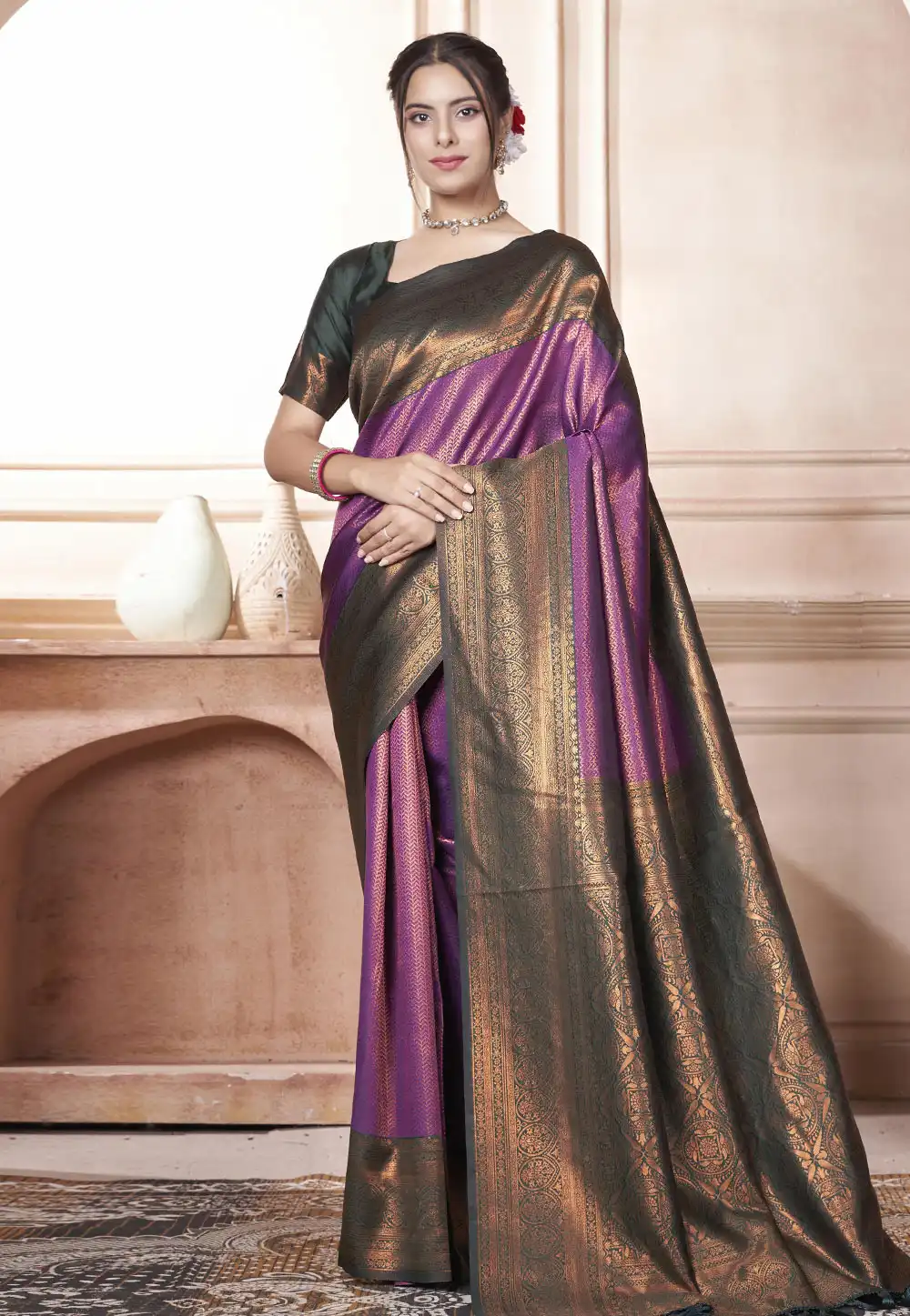 Purple Kanjivaram Silk Saree With Blouse 288210