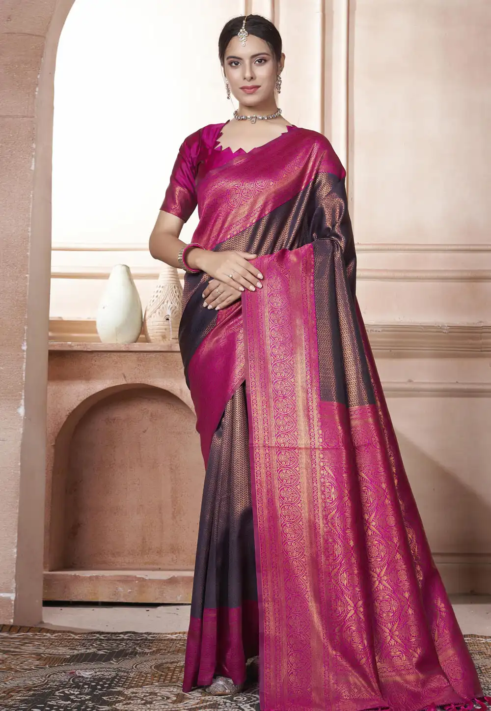 Purple Kanjivaram Silk Saree With Blouse 288218
