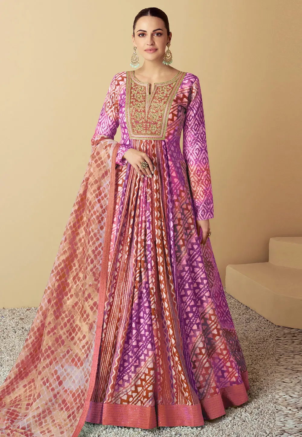 Purple Muslin Floor Length Anarkali Suit 301443