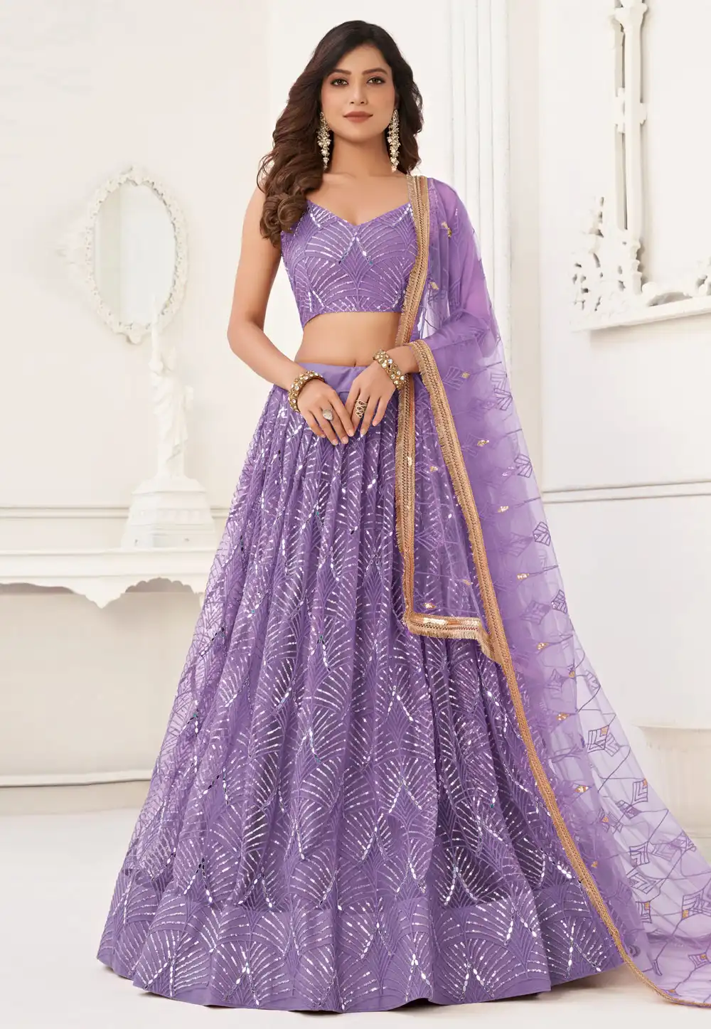 Purple Net Lehenga Choli 289003