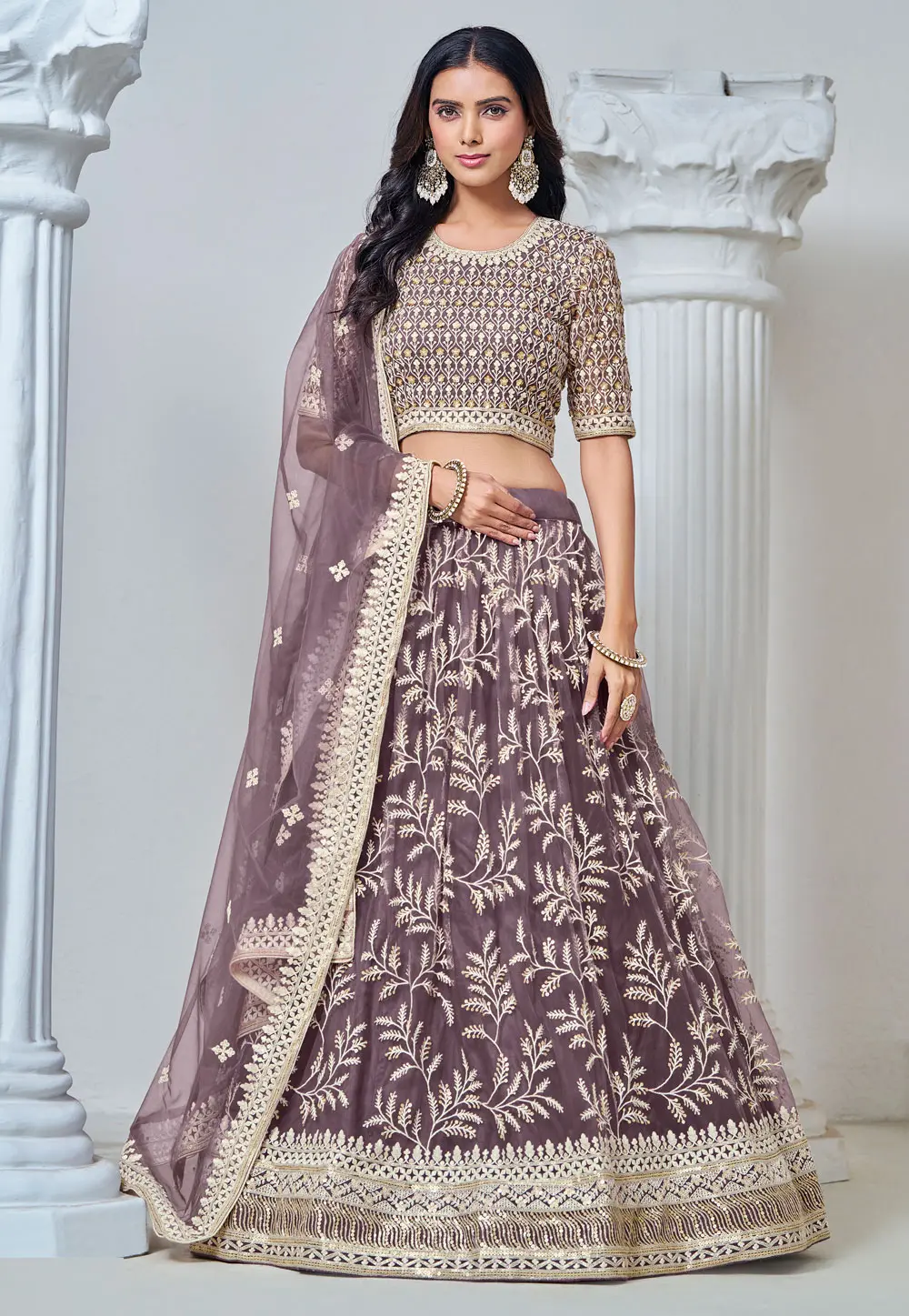 Purple Net Lehenga Choli 299771