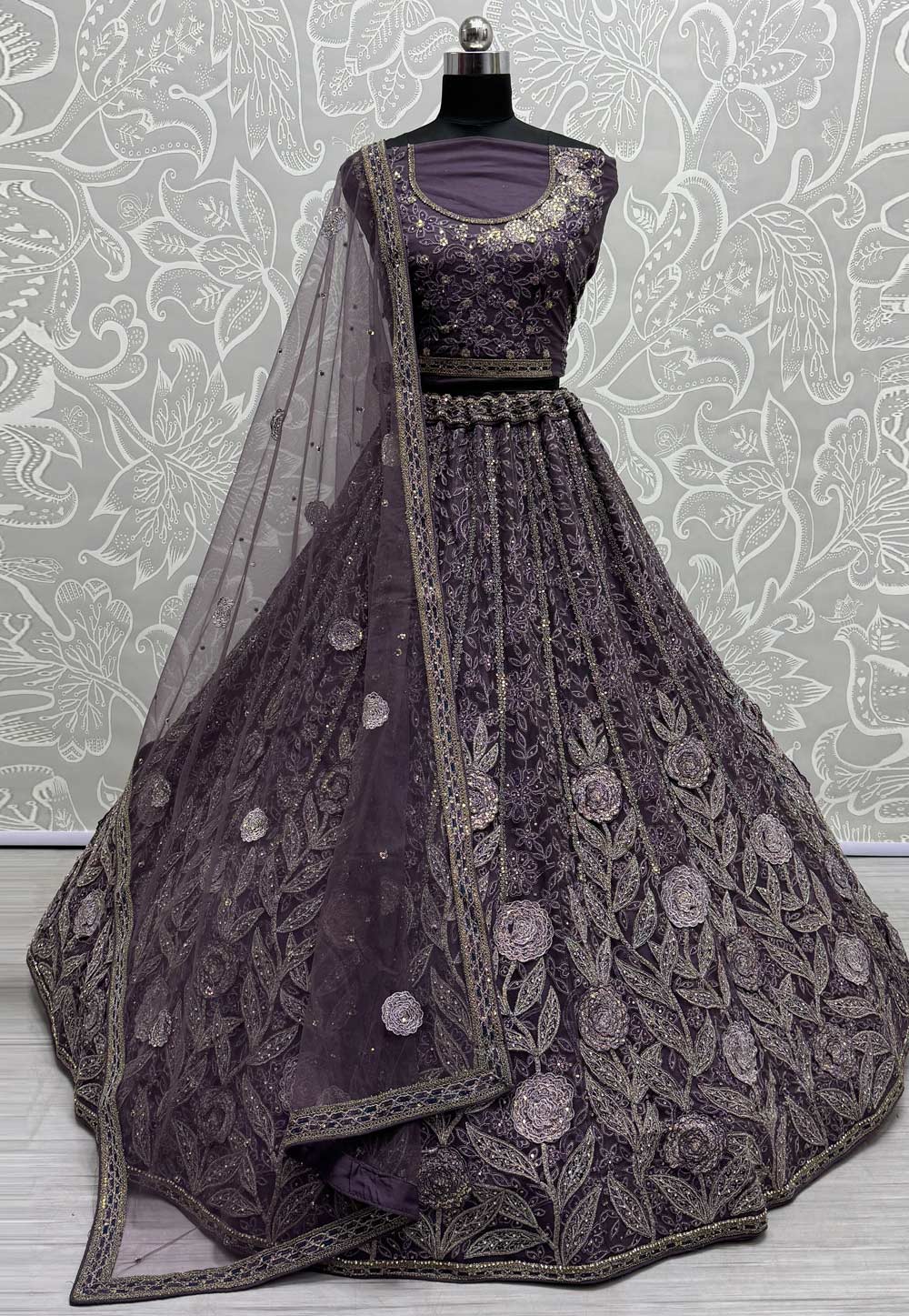 Purple Net Wedding Lehenga Choli 287227