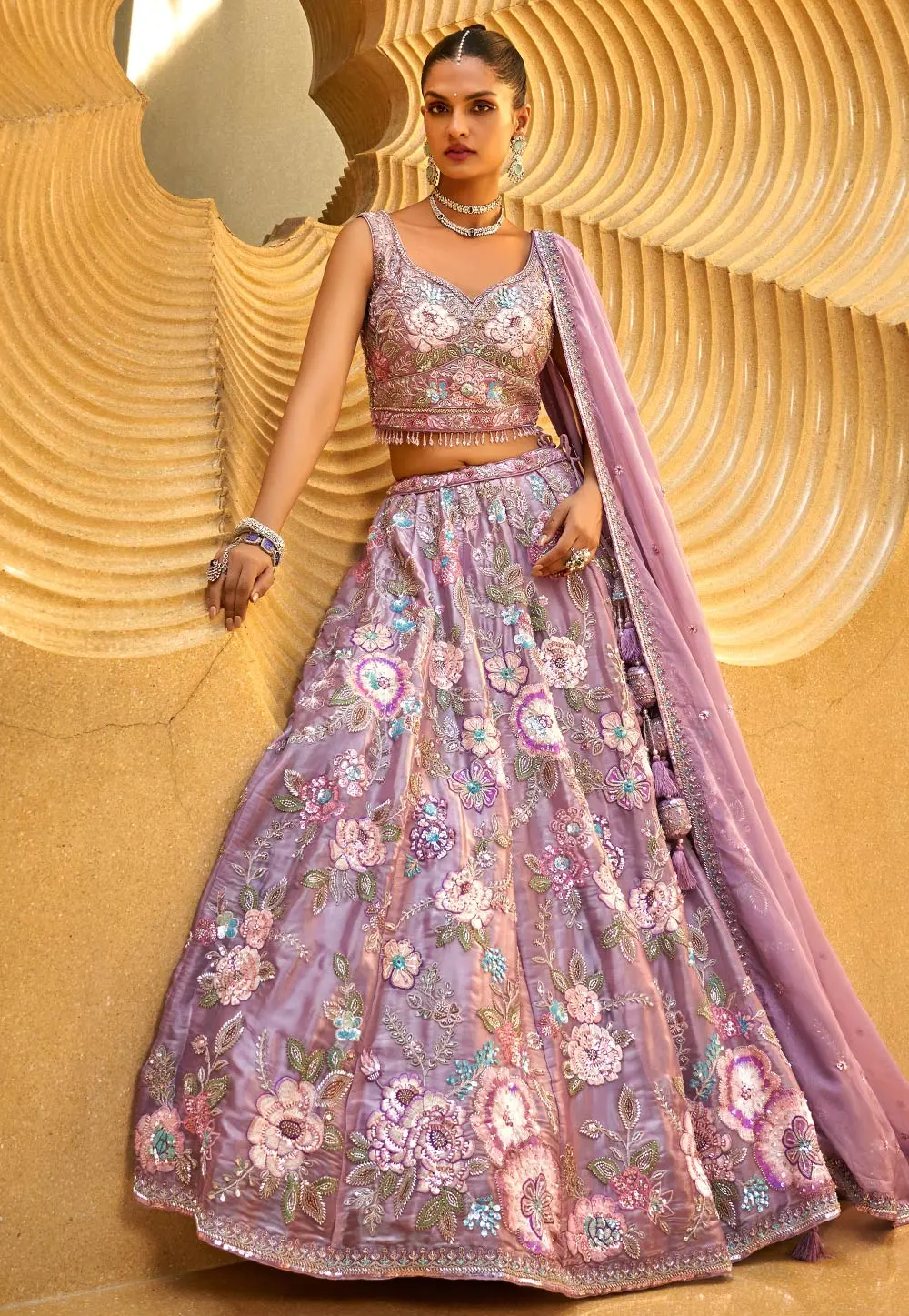 Purple Organza Circular Lehenga Choli 297329