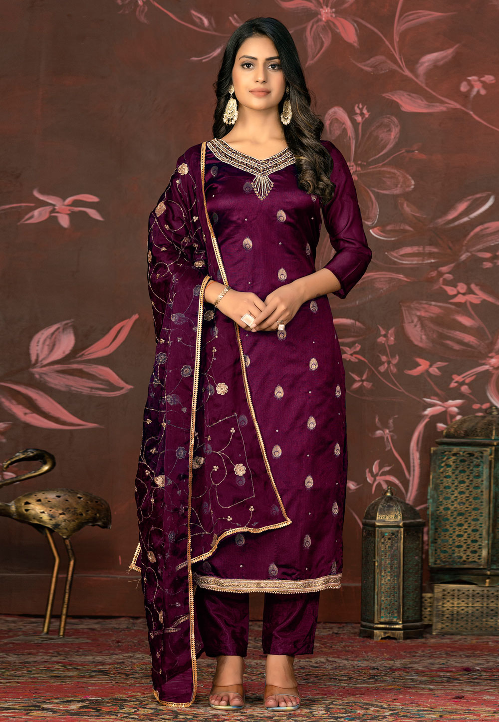 Purple Organza Pakistani Suit 281228
