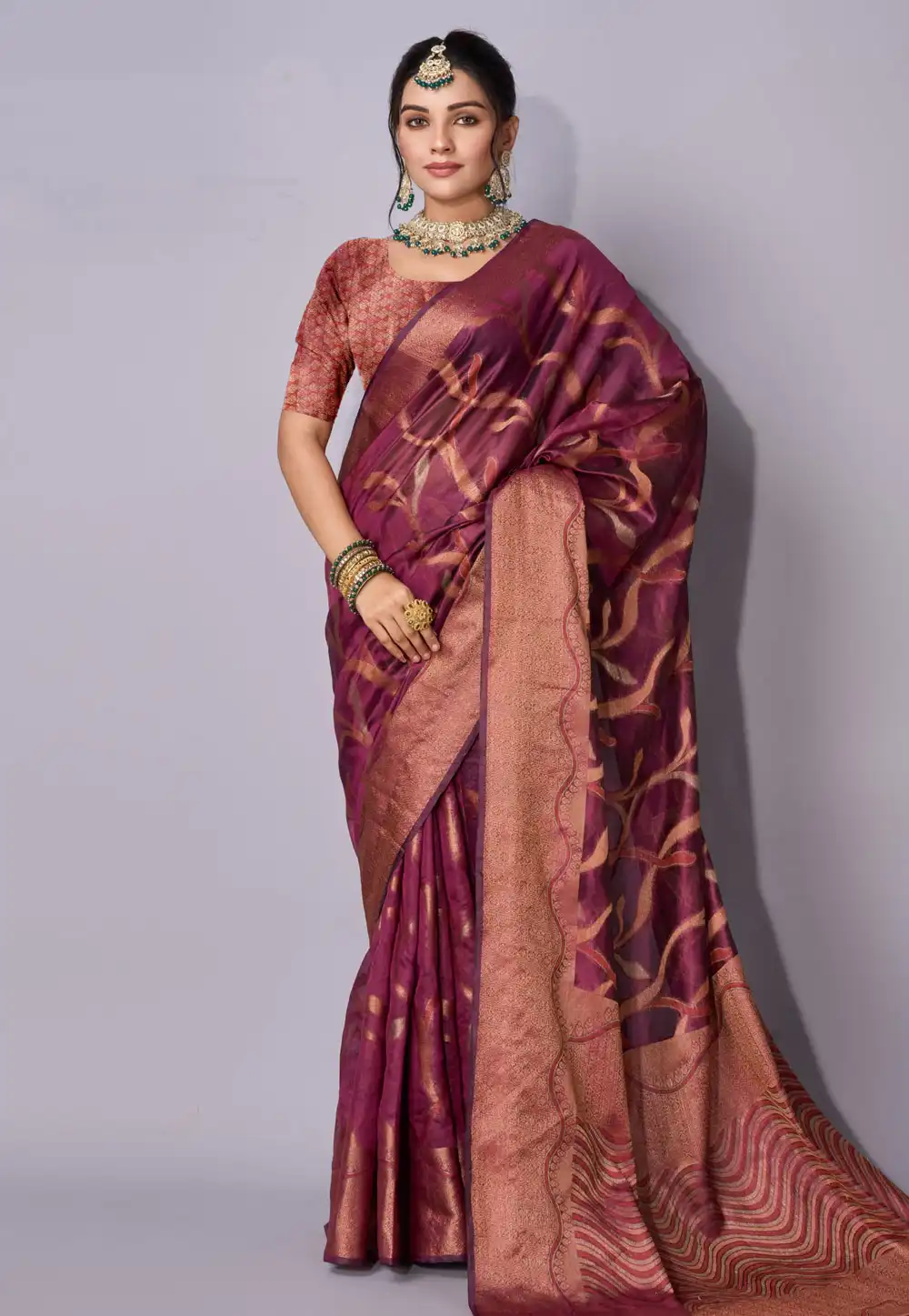 Purple Organza Saree With Blouse 293722