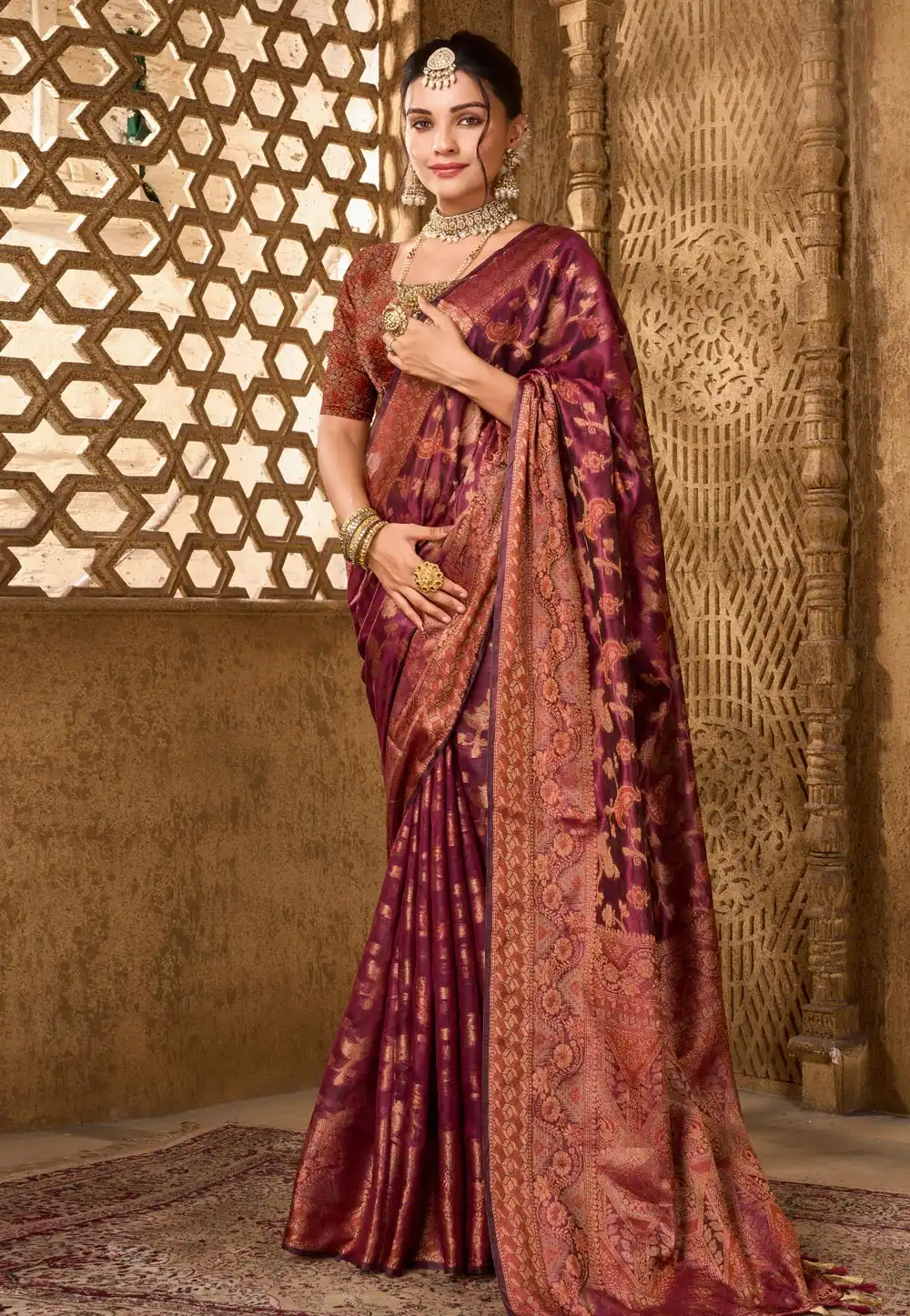 Purple Organza Saree With Blouse 294796