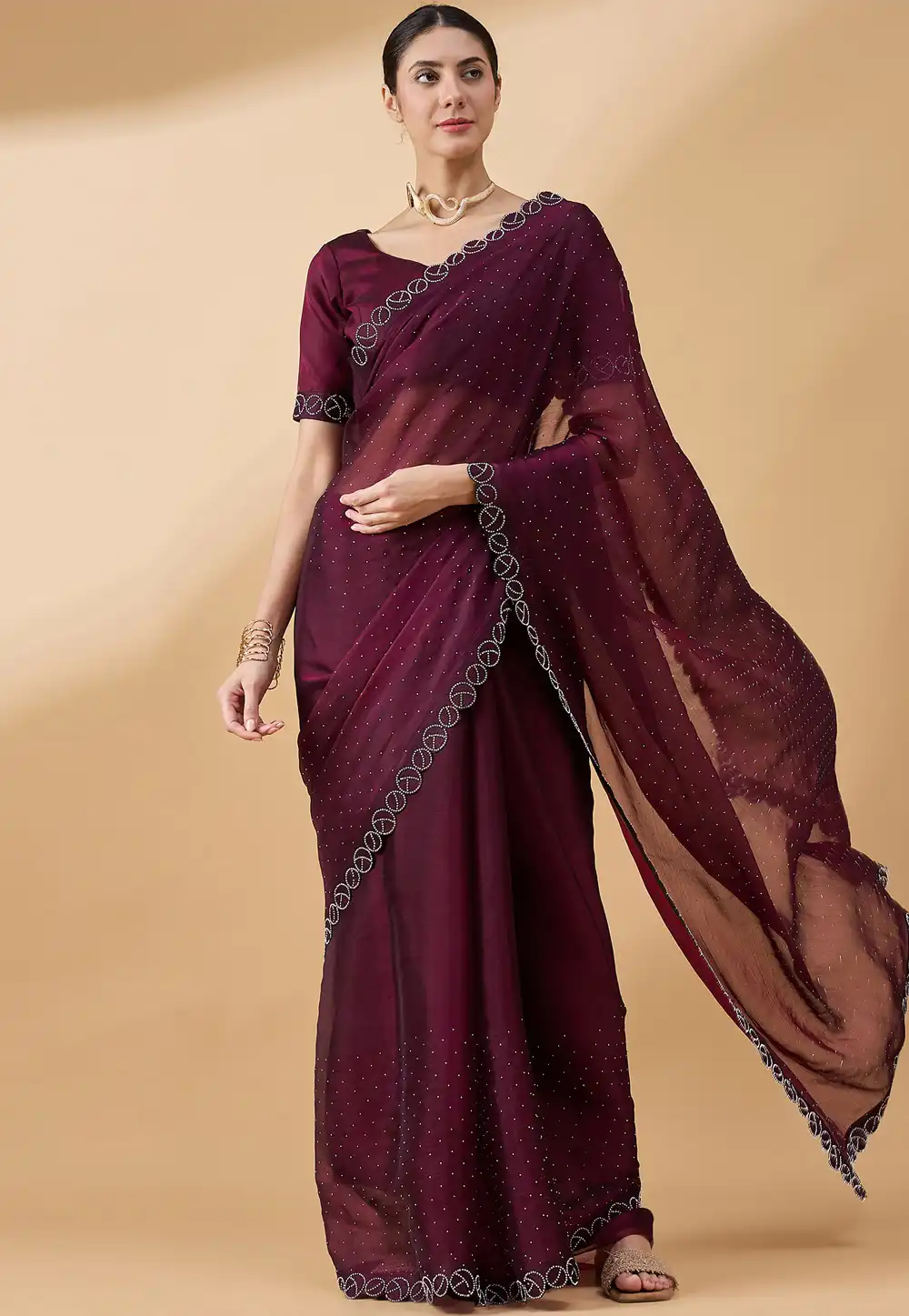 Purple Organza Saree With Blouse 288898