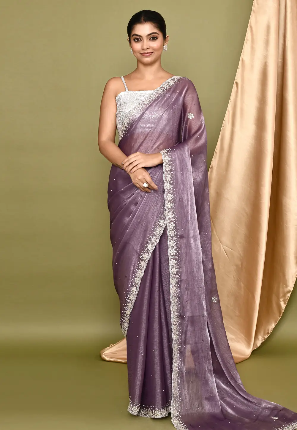 Purple Organza Saree With Blouse 295949