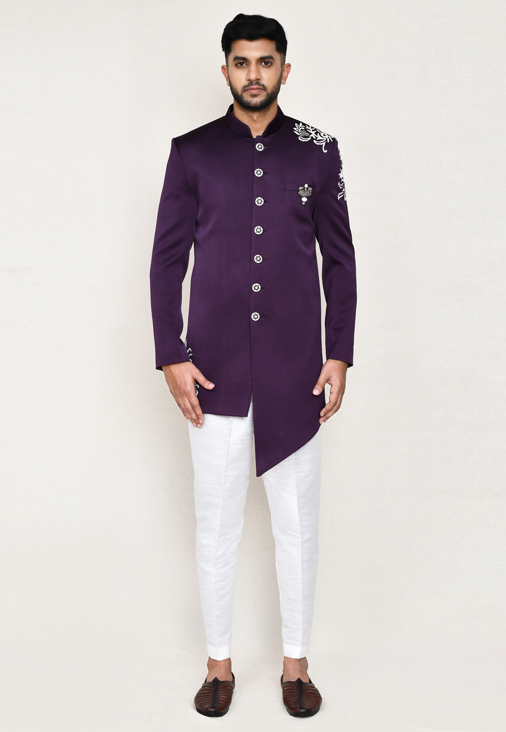 Purple Polyester Indo Western Suit 306047