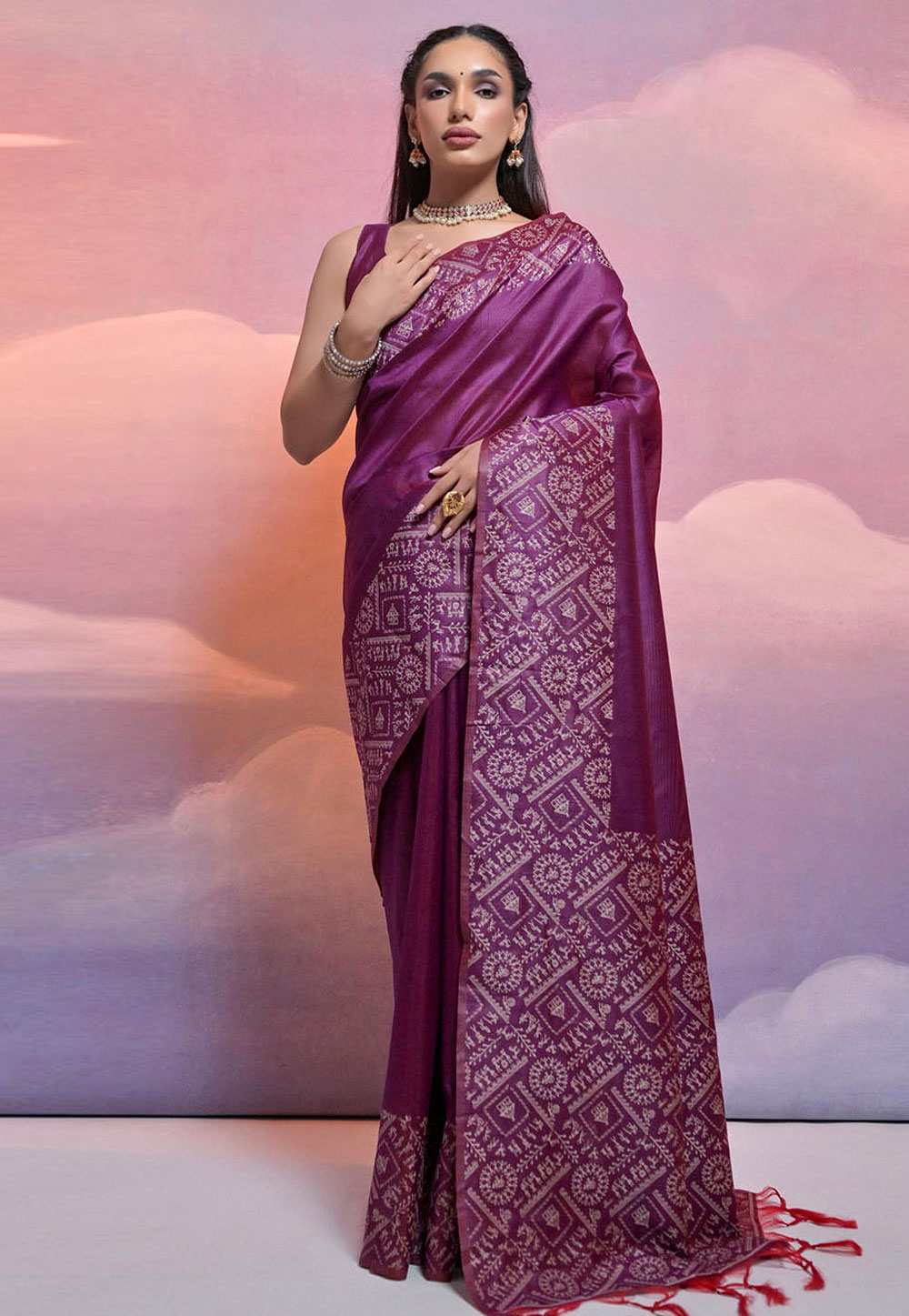 Purple Raw Silk Saree With Blouse 281771