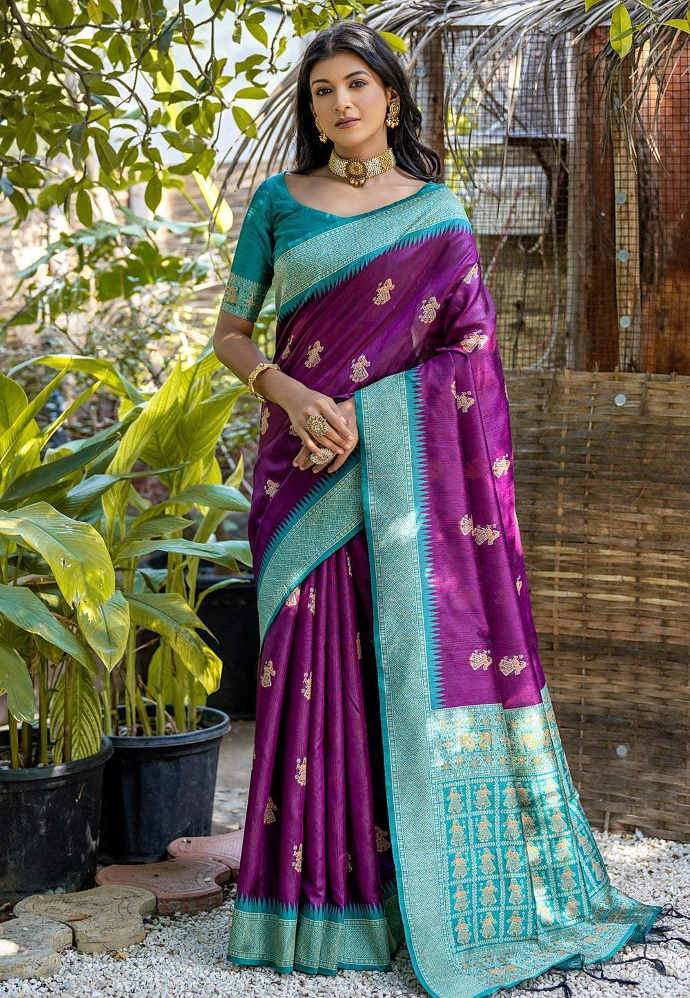 Purple Raw Silk Saree With Blouse 283213