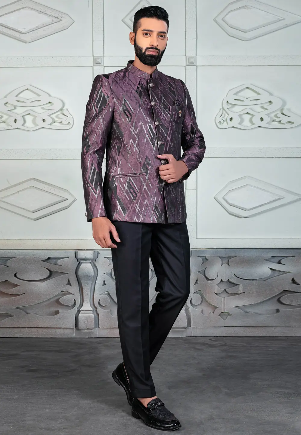 Purple Rayon Jodhpuri Suit 295506