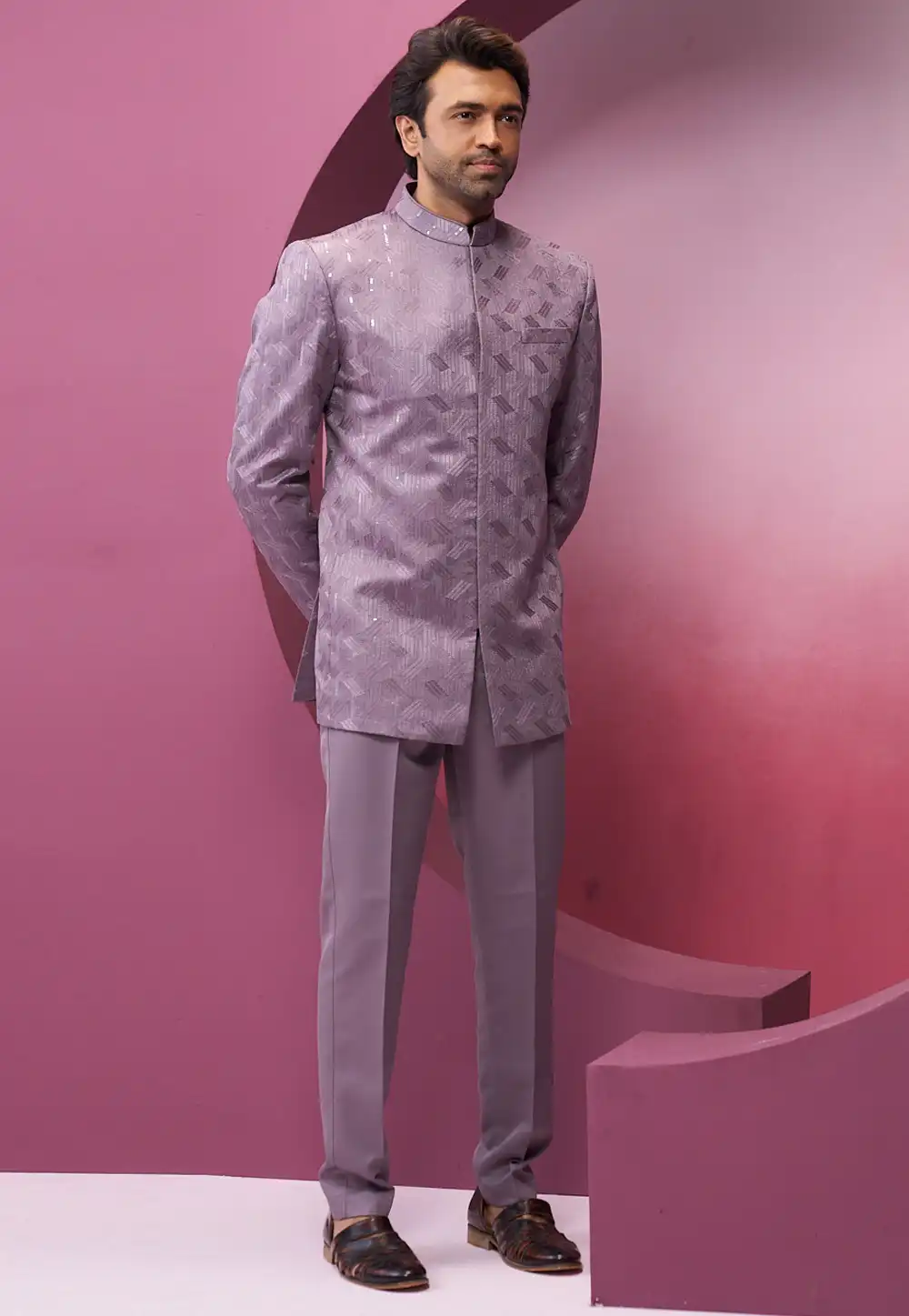 Purple Rayon Jodhpuri Suit 294030