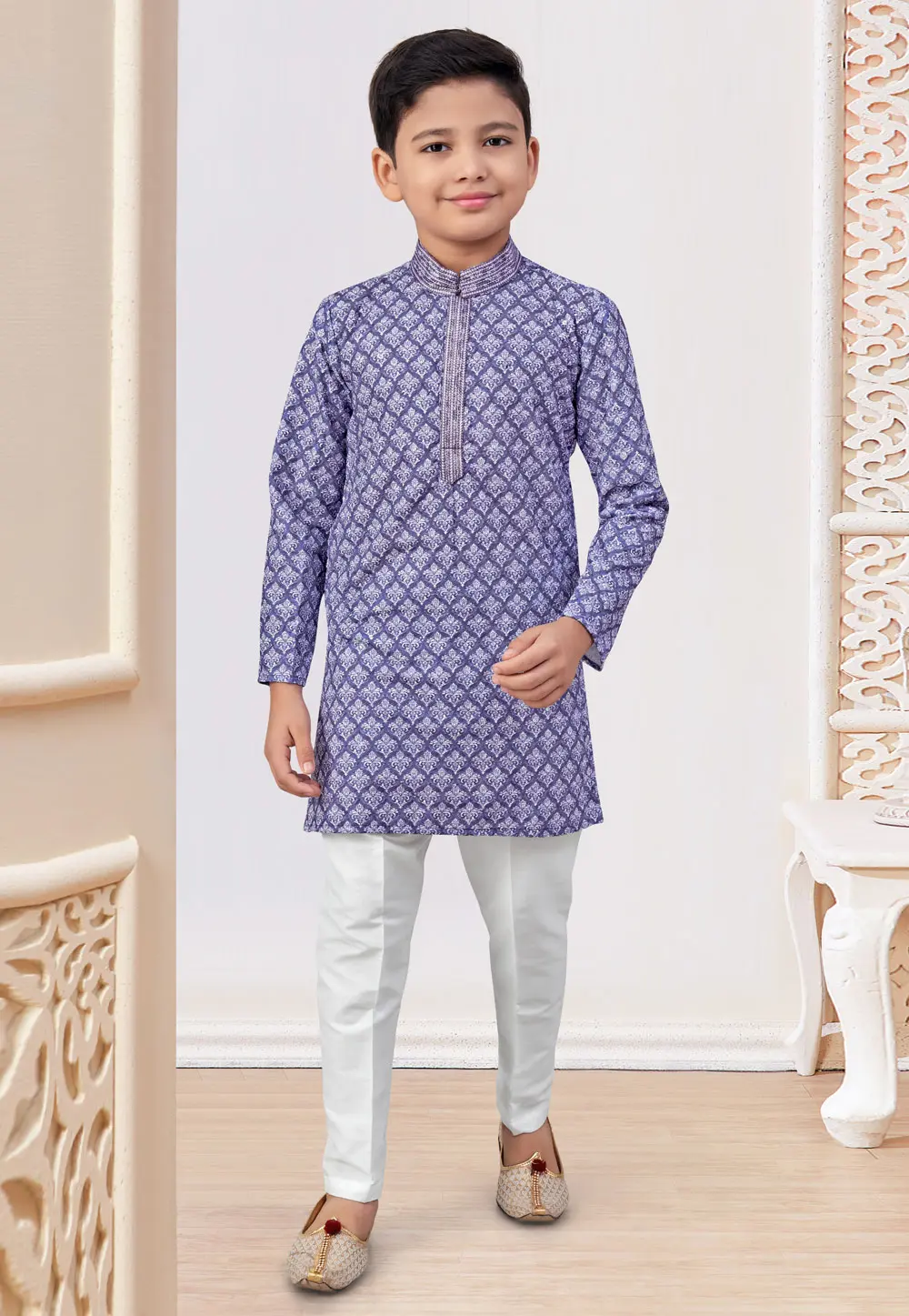 Purple Rayon Kids Kurta Pajama 301357