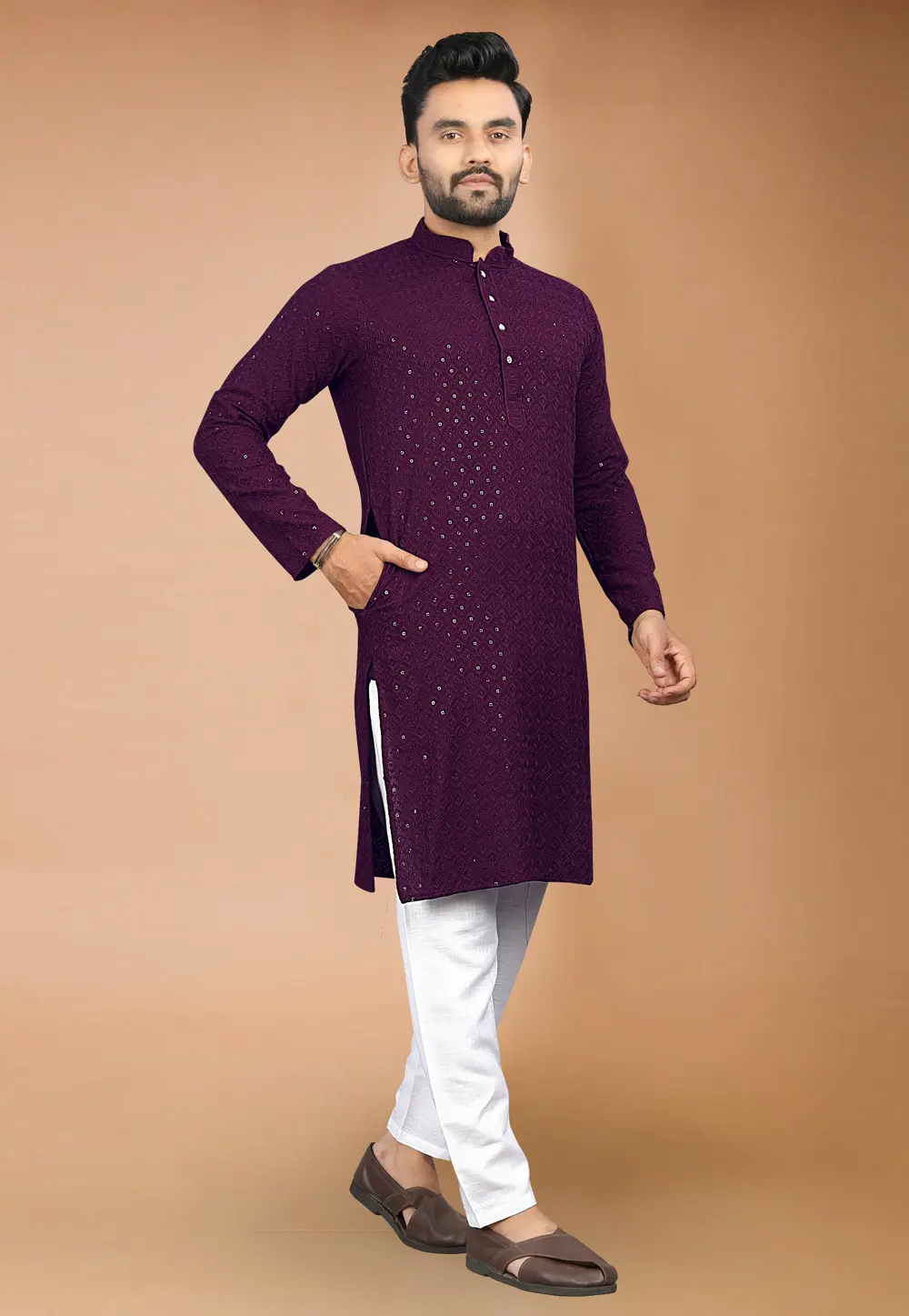 Purple Rayon Kurta Pajama 301151