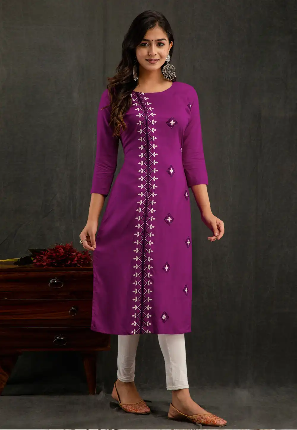 Purple Rayon Long Tunic 288160