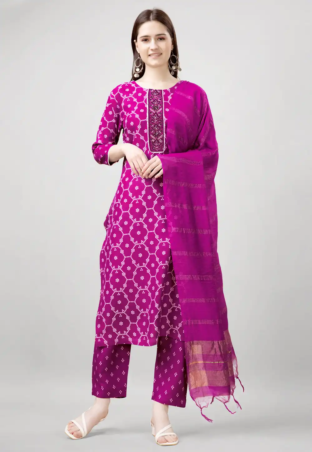 Purple Rayon Readymade Pakistani Suit 292466