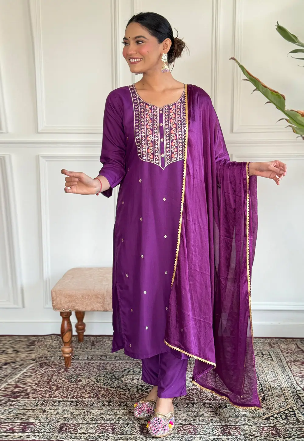 Purple Rayon Readymade Pakistani Suit 295652