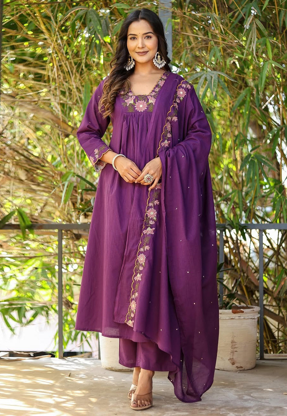 Purple Rayon Readymade Pant Style Suit 310463