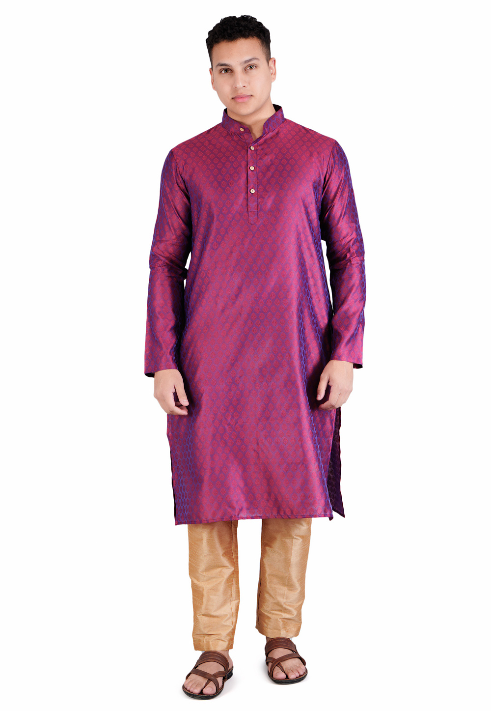 Purple Satin Jacquard Kurta Pajama 278237