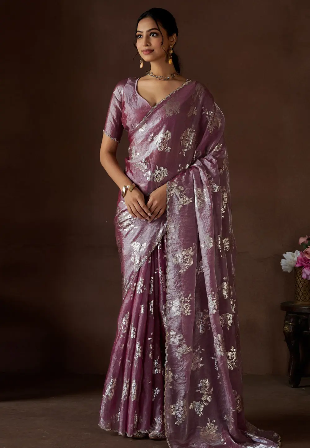 Purple Satin Silk Saree With Blouse 299232