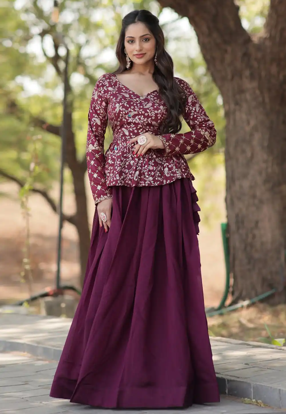 Purple Shimmer Indo Western Lehenga Choli 291935