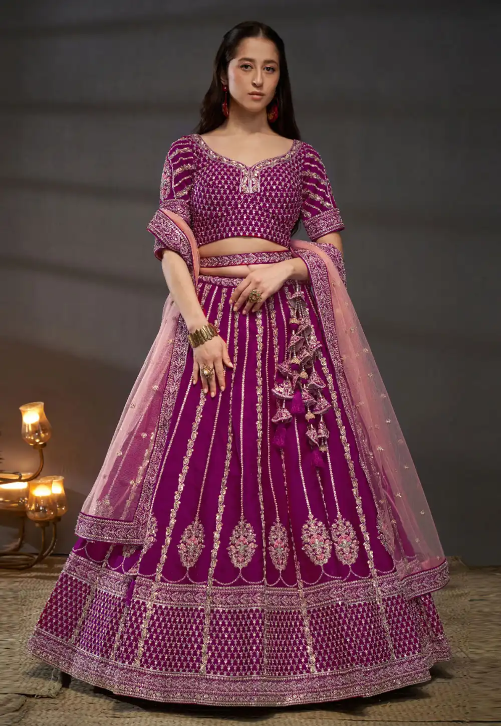 Purple Silk Circular Lehenga Choli 290171