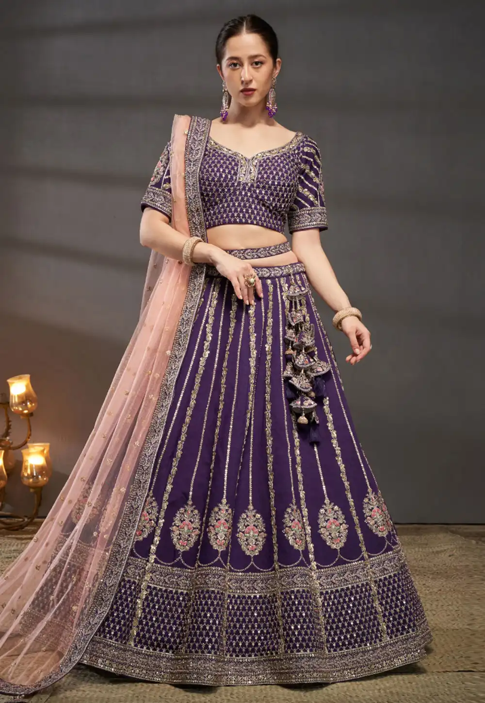 Purple Silk Circular Lehenga Choli 290173