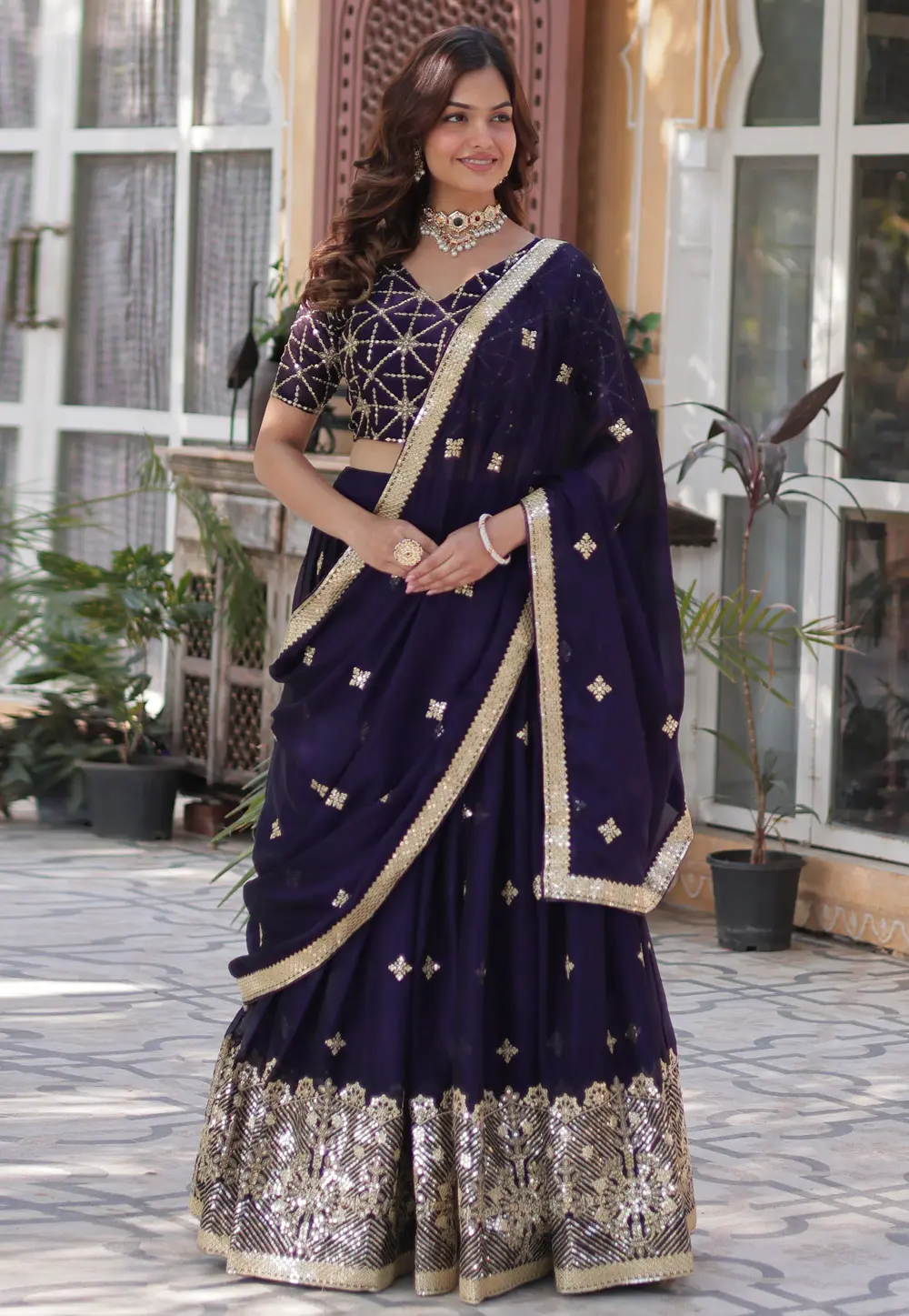 Purple Silk Circular Lehenga Choli 301315