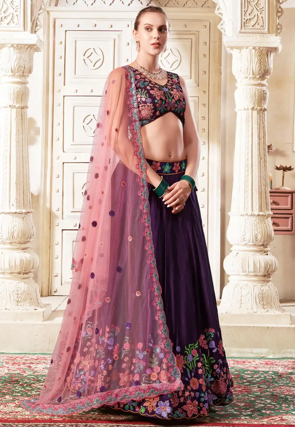 Purple Silk Circular Lehenga Choli 294453