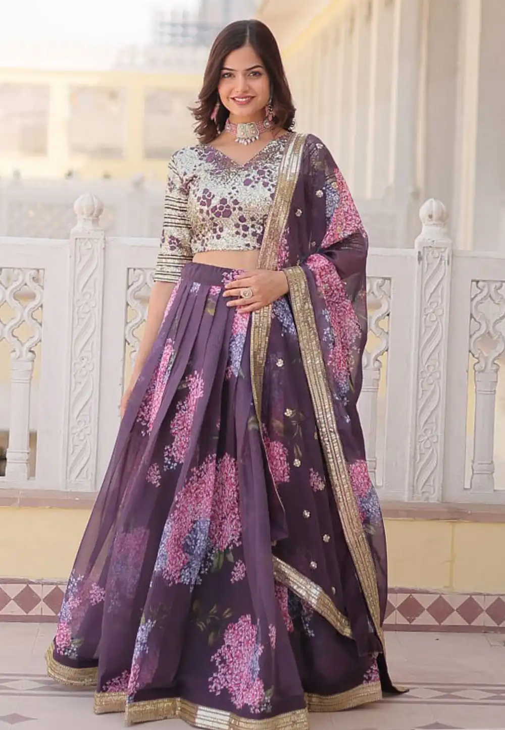 Purple Silk Circular Lehenga Choli 292516