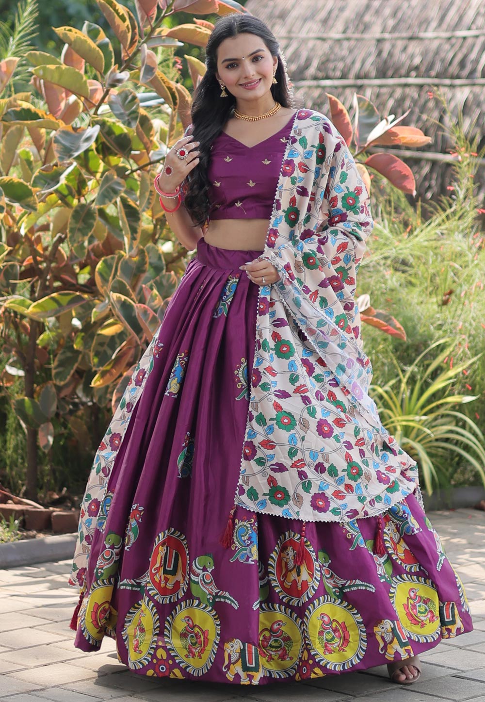 Purple Silk Circular Lehenga Choli 286156