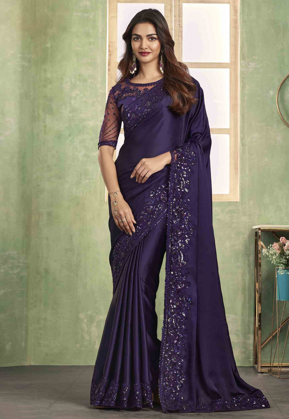 Purple Silk Designer Saree 285237