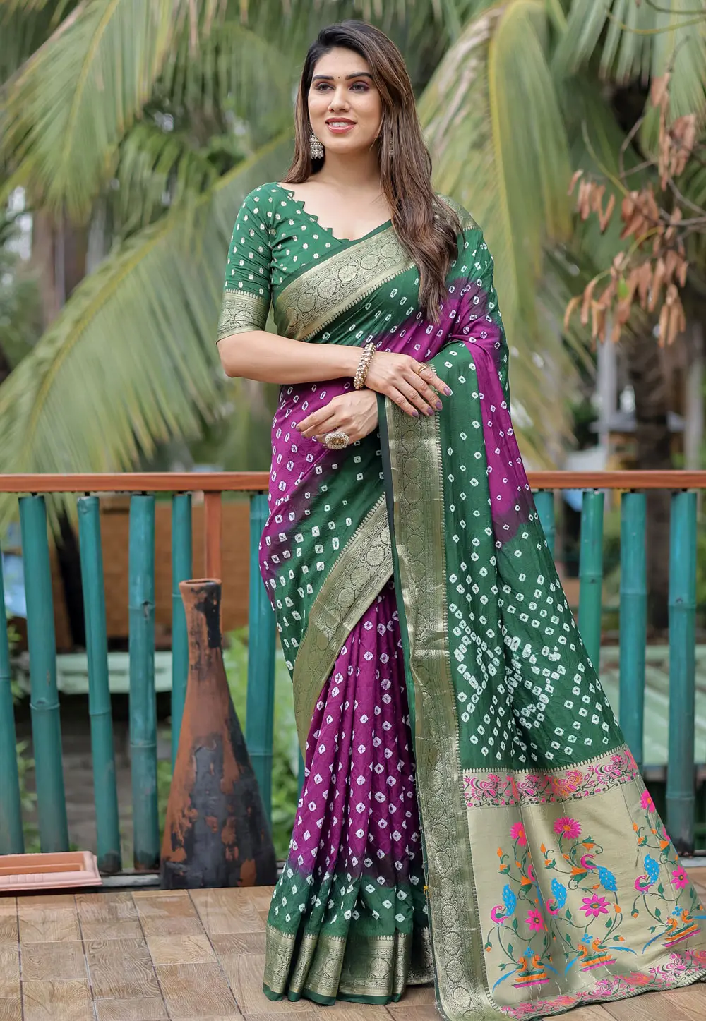 Purple Silk Half N Half Saree 295908