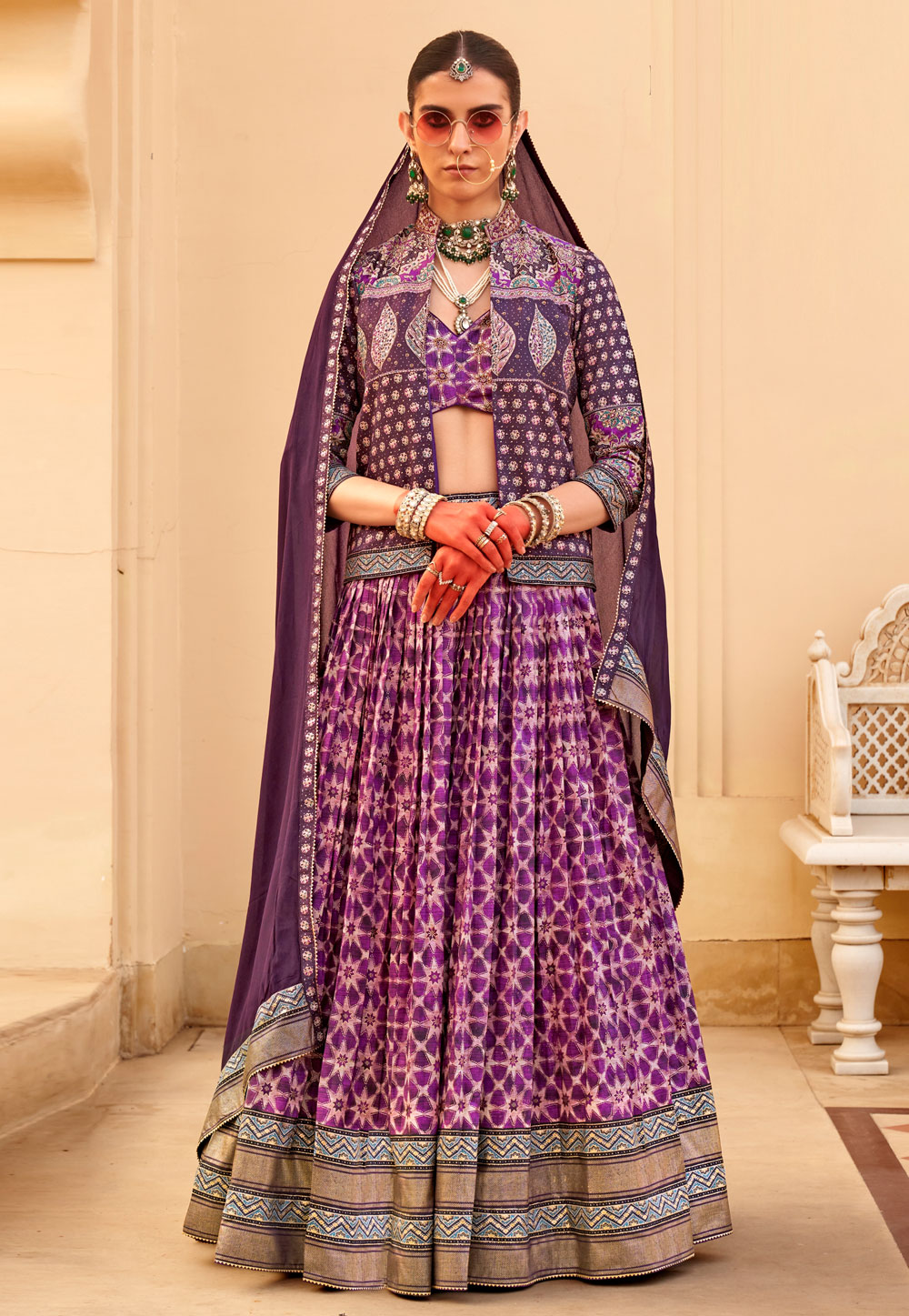 Purple Silk Indo Western Lehenga Choli 287717