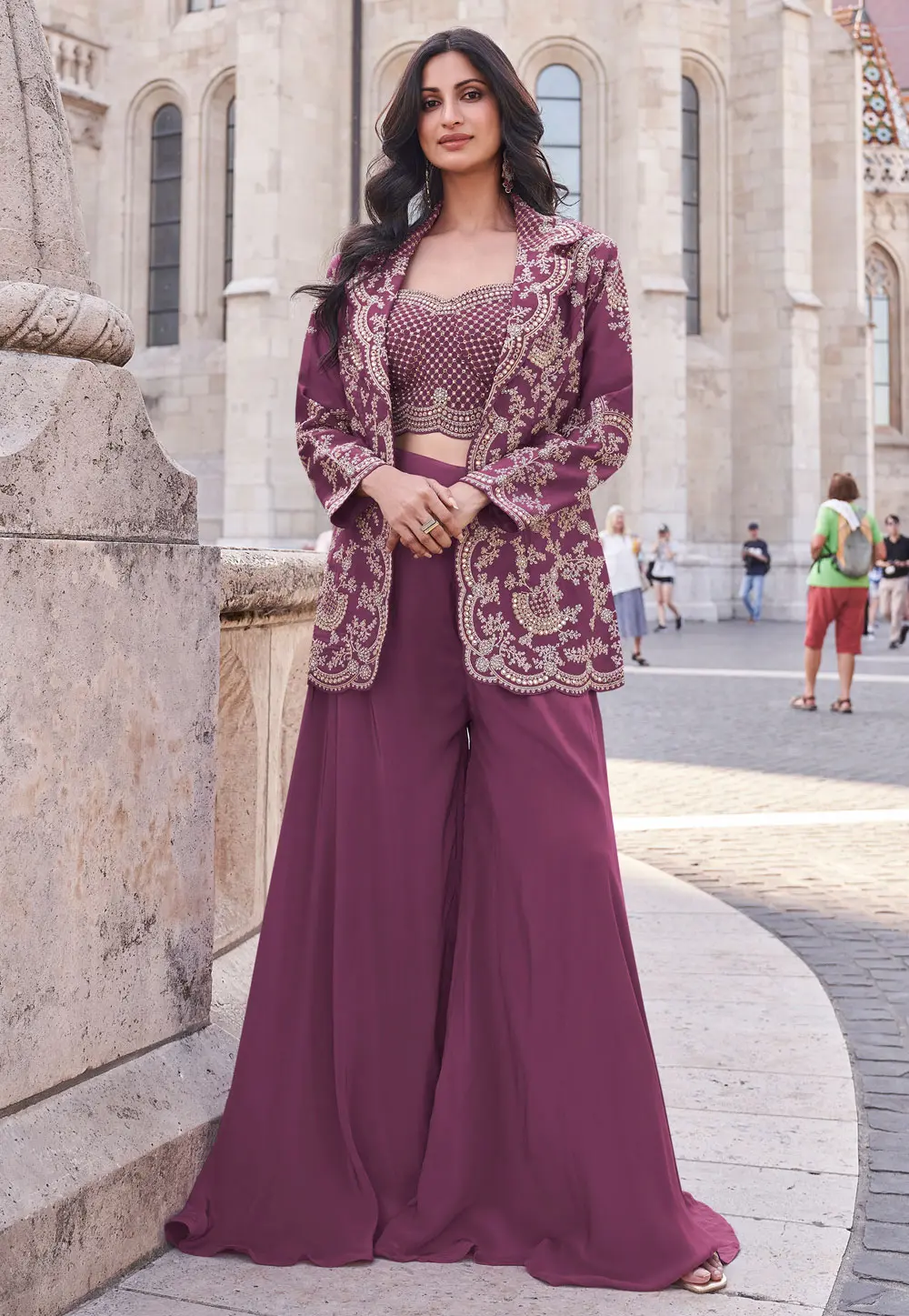 Purple Silk Jacket Style Suit 303345