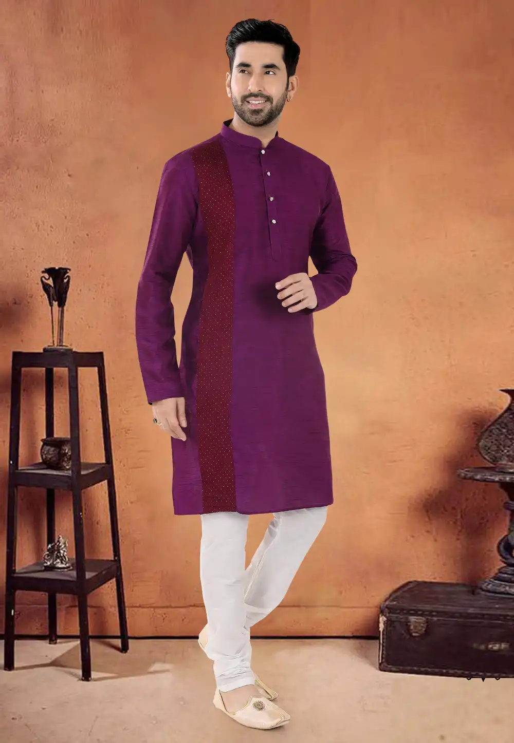 Purple Silk Kurta Pajama 290561