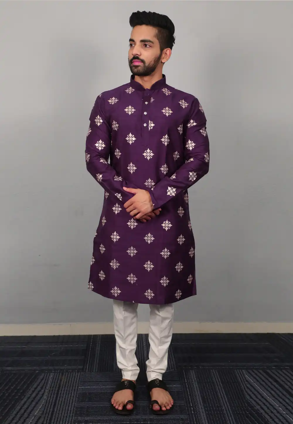 Purple Silk Kurta Pajama 293782