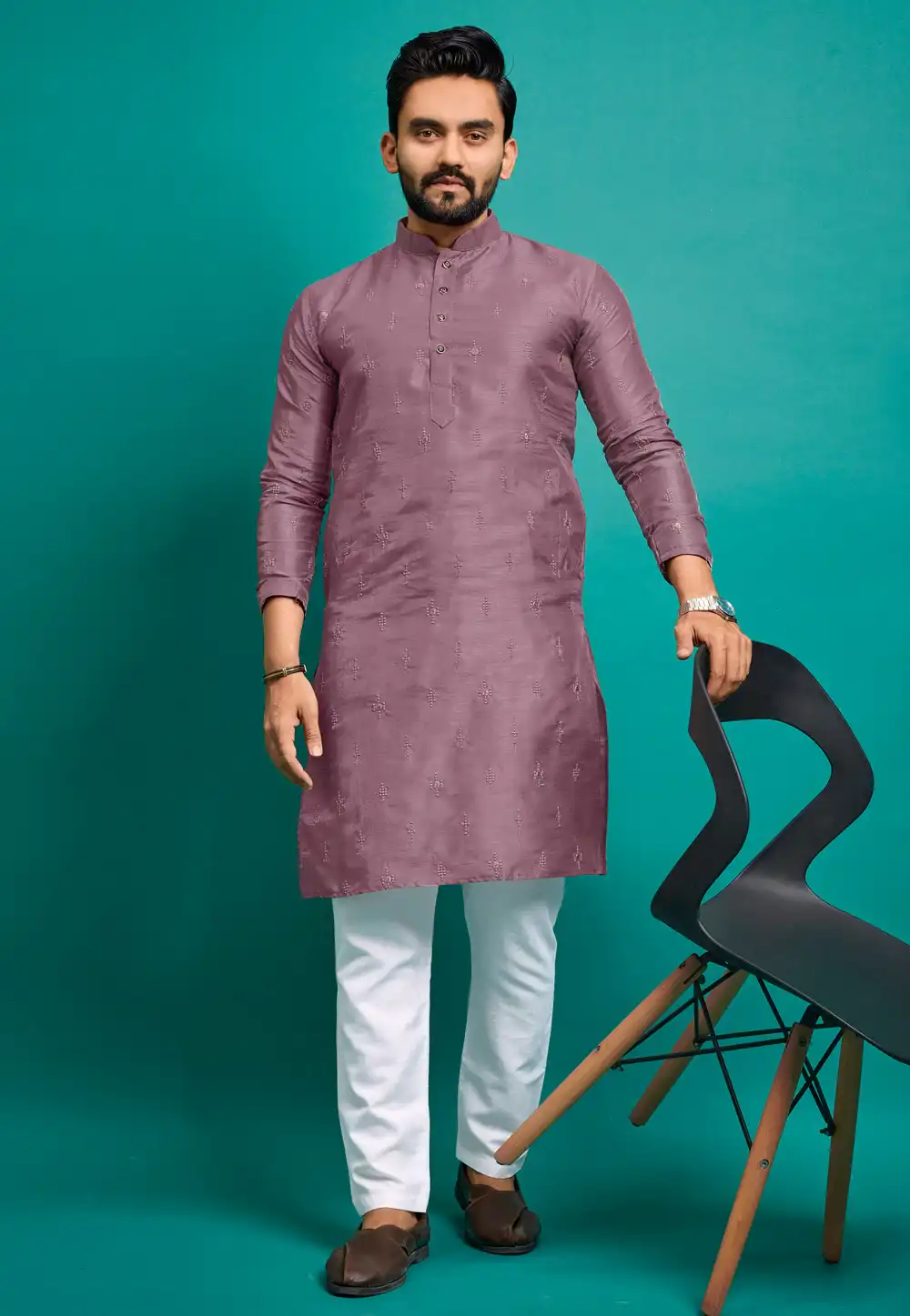 Purple Silk Kurta Pajama 293825