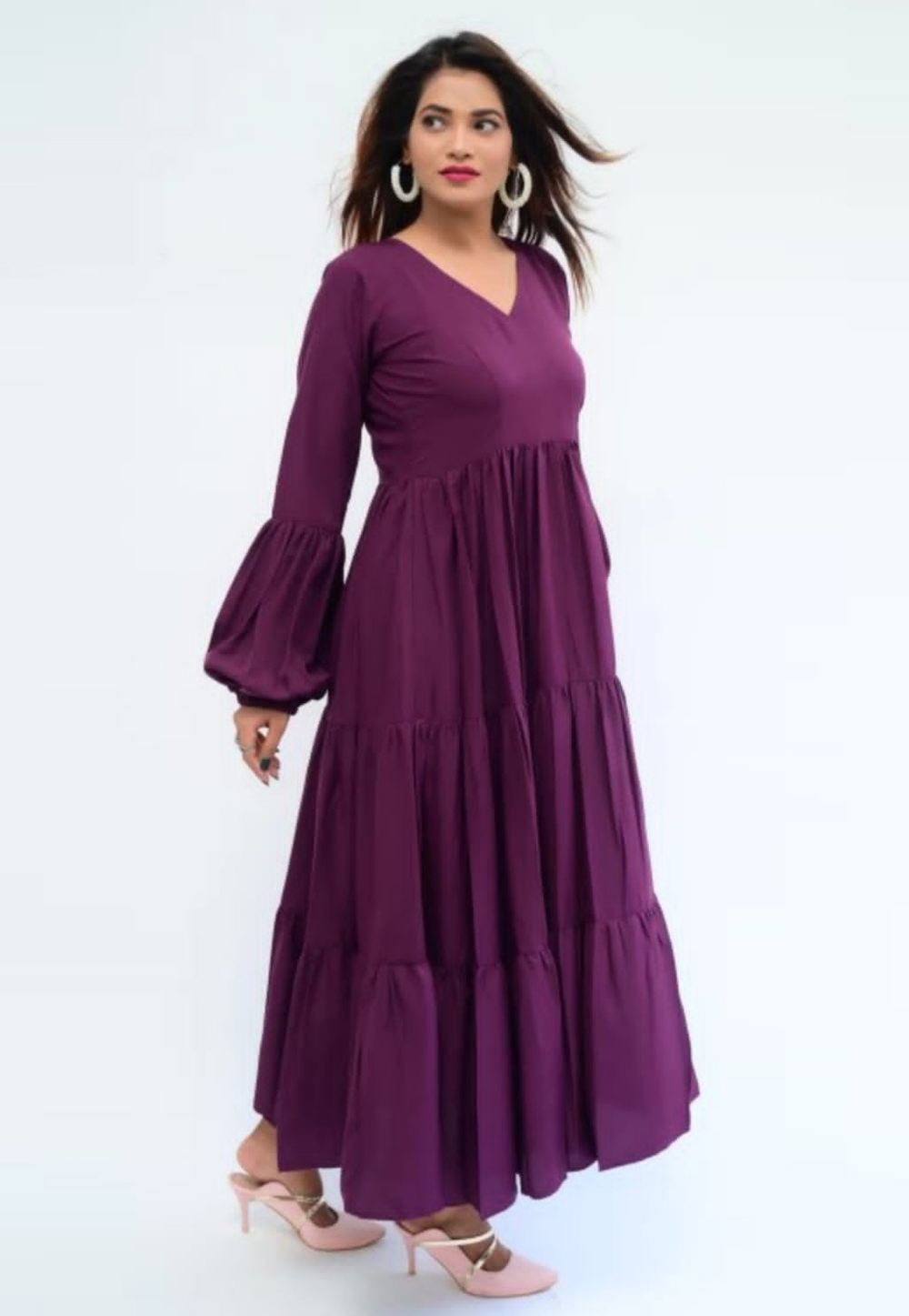 Purple Silk Layered Gown 284033