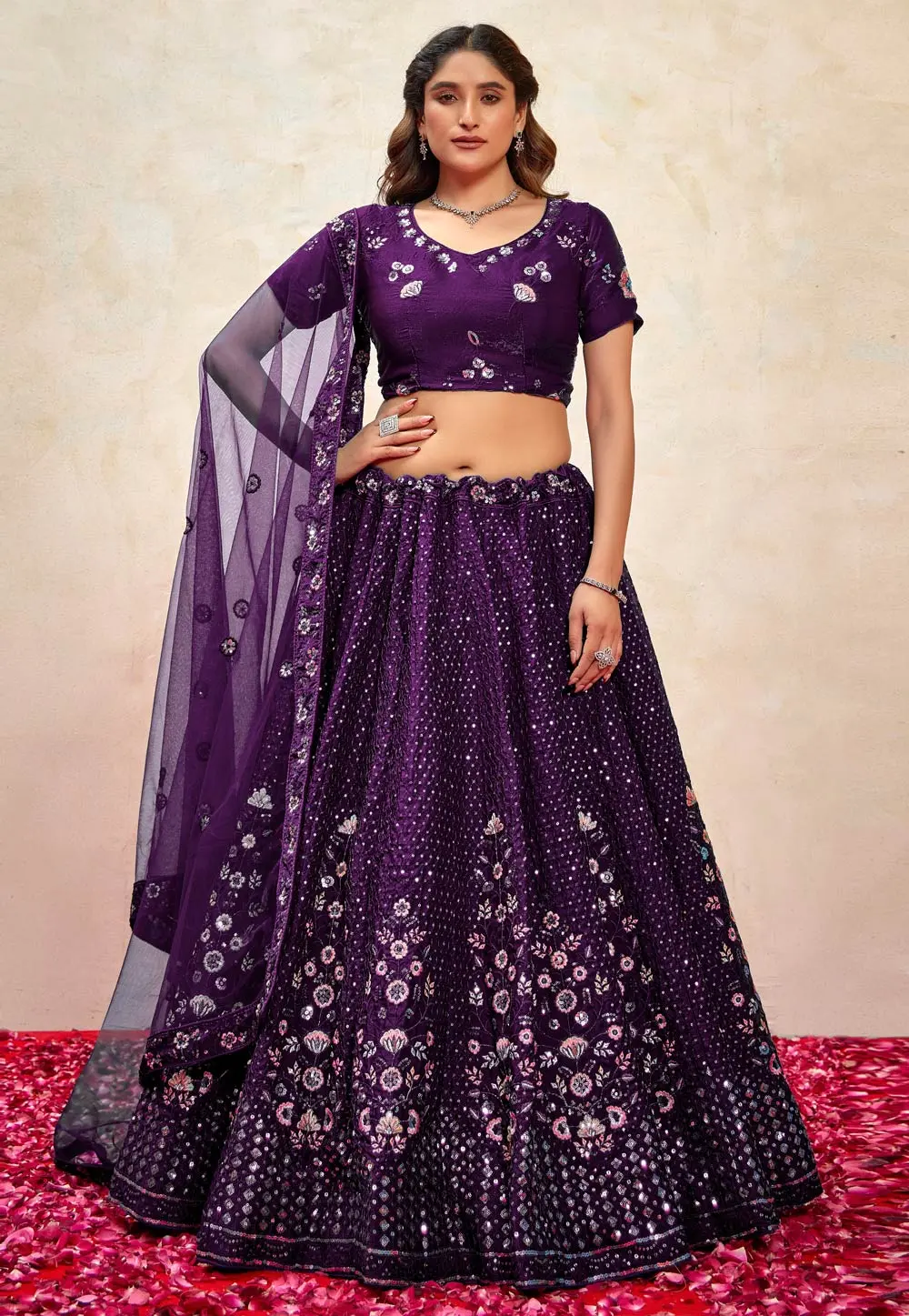 Purple Silk Lehenga Choli 302720