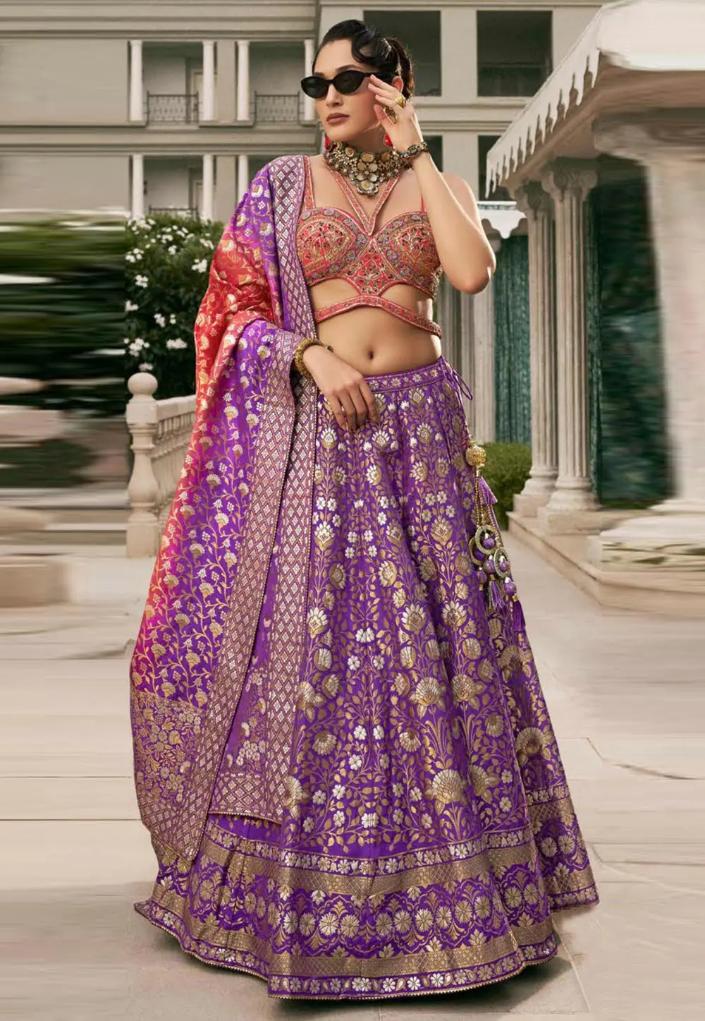 Purple Silk Lehenga Choli 302593