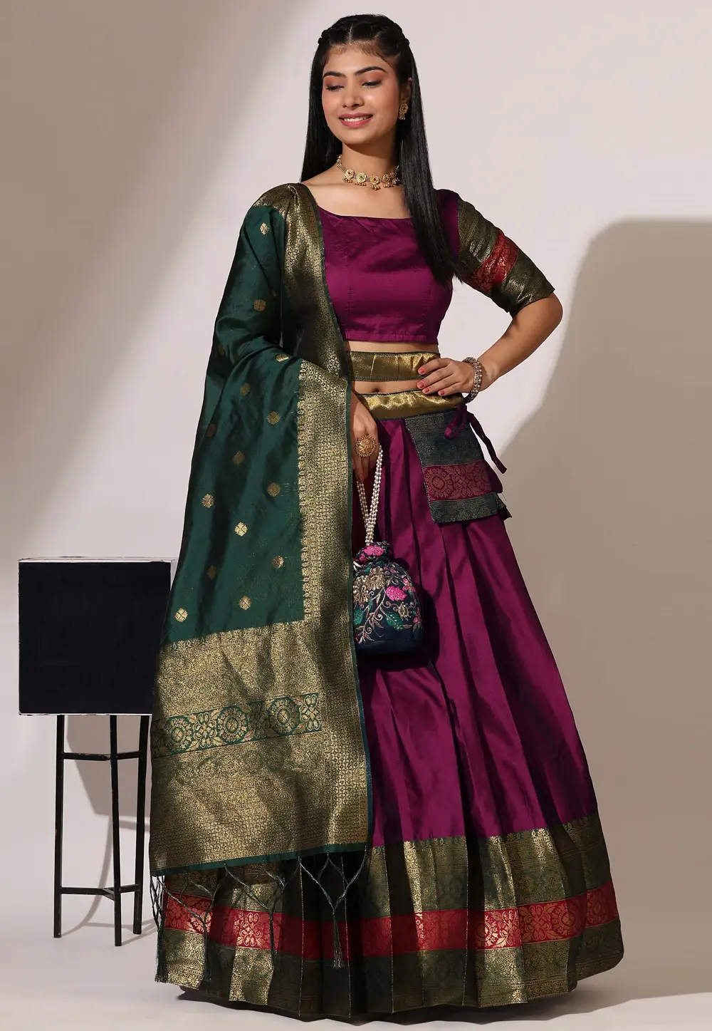 Purple Silk Lehenga Choli 296229